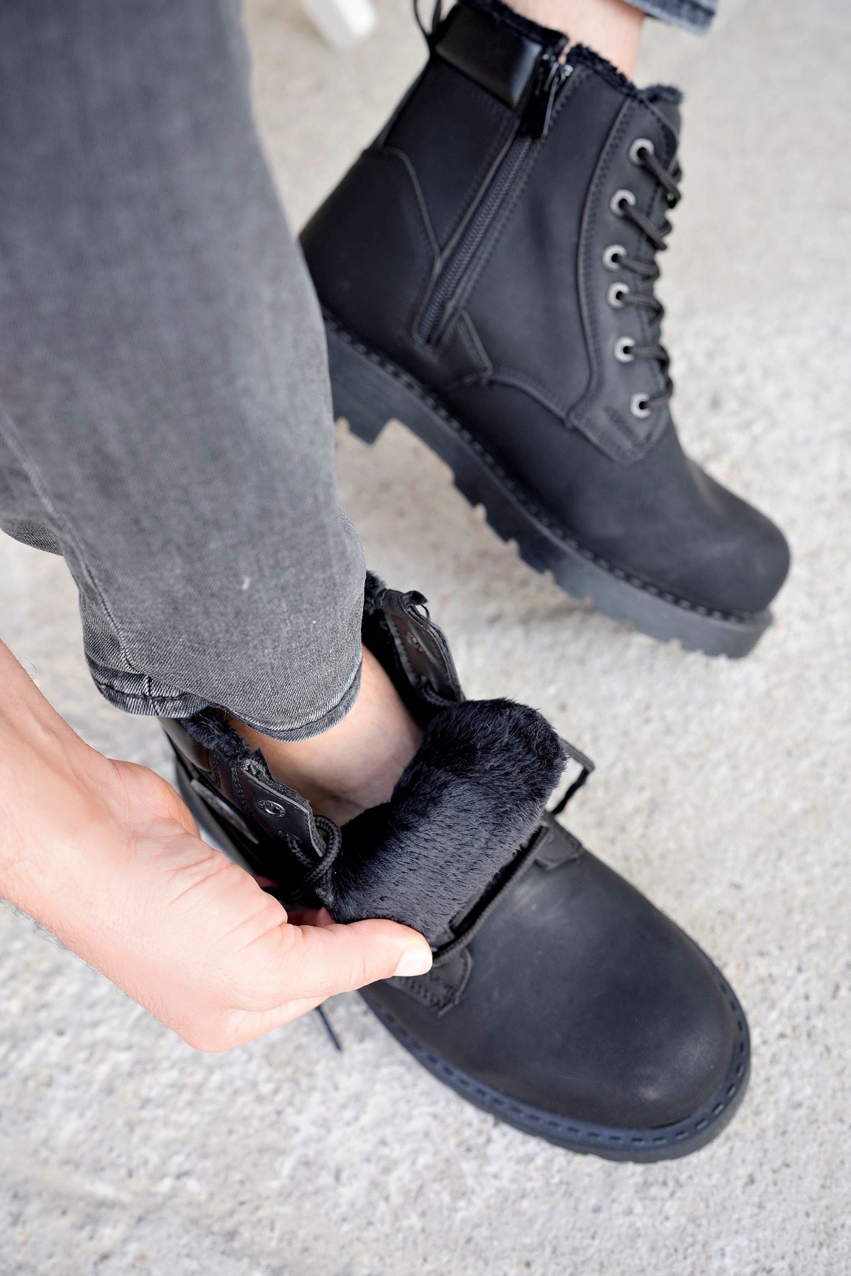 Freemax Garantili Kürklü Kauçuk Taban Sağlam Esnek Outdoor Kışlık Bot Halley 5288 SİYAH