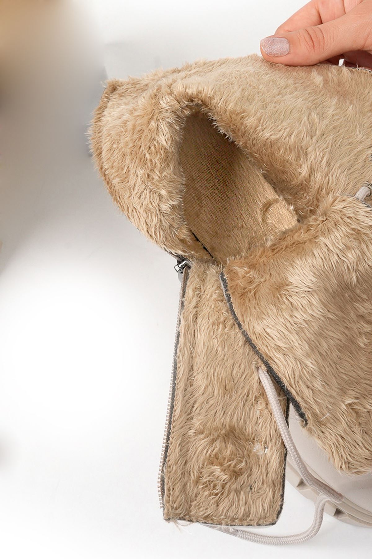 Freemax Kadın Ortopedik İç Taban içi Kürklü Su Geçirmez Kaymaz Kauçuk Taban Garantili Kışlık Bot Bej