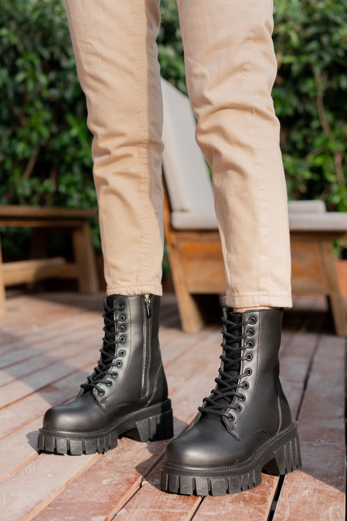 Freemax Kadın Ortopedik İç Taban içi Kürklü Su Geçirmez Kaymaz Kauçuk Taban Garantili Kışlık Bot Siyah