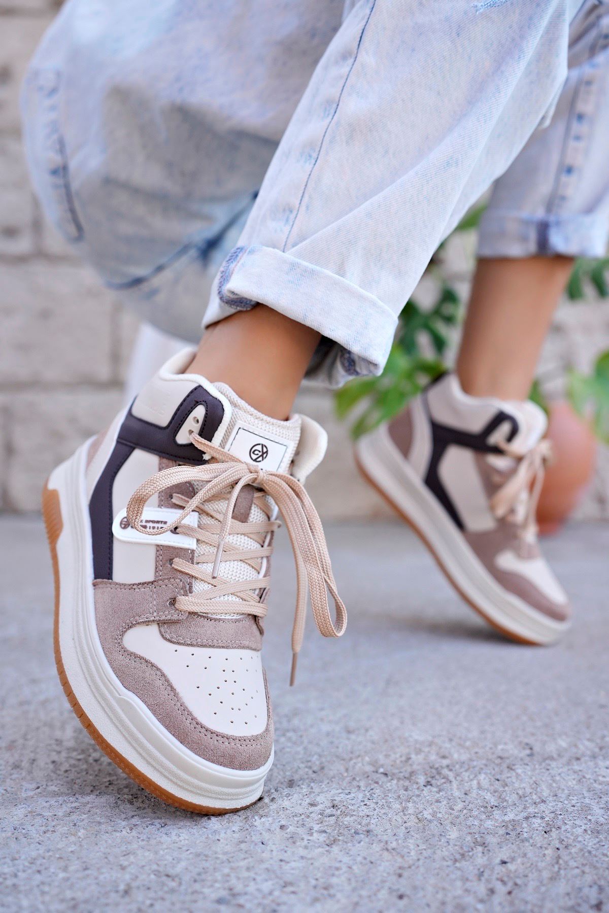 Freemax Kadın Anatomik Garantili  Hafif Esnek Rahat Sneaker Spor Ayakkabı cnp5972 KUM