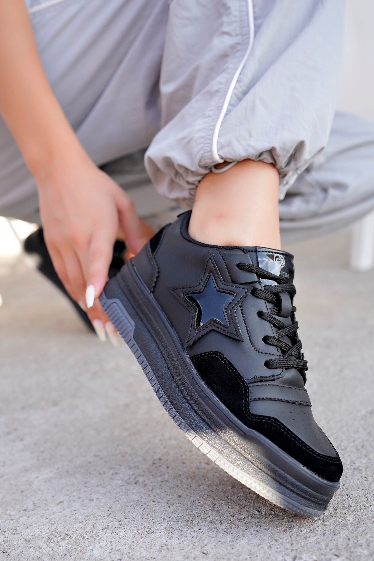 Freemax Kadın Anatomik Garantili  Hafif Esnek Rahat Sneaker Spor Ayakkabı cnp5974 Siyah Siyah