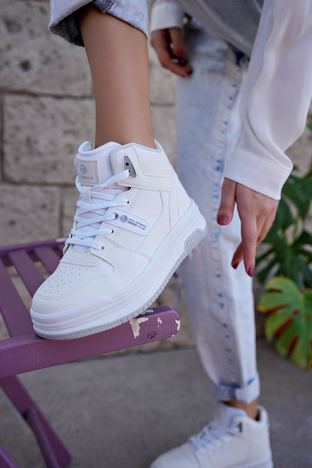 Freemax Kadın Anatomik Garantili  Hafif Esnek Rahat Sneaker Spor Ayakkabı cnp5972 Beyaz Buz