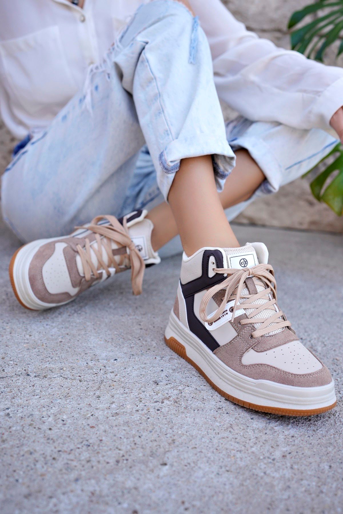 Freemax Kadın Anatomik Garantili  Hafif Esnek Rahat Sneaker Spor Ayakkabı cnp5972 KUM