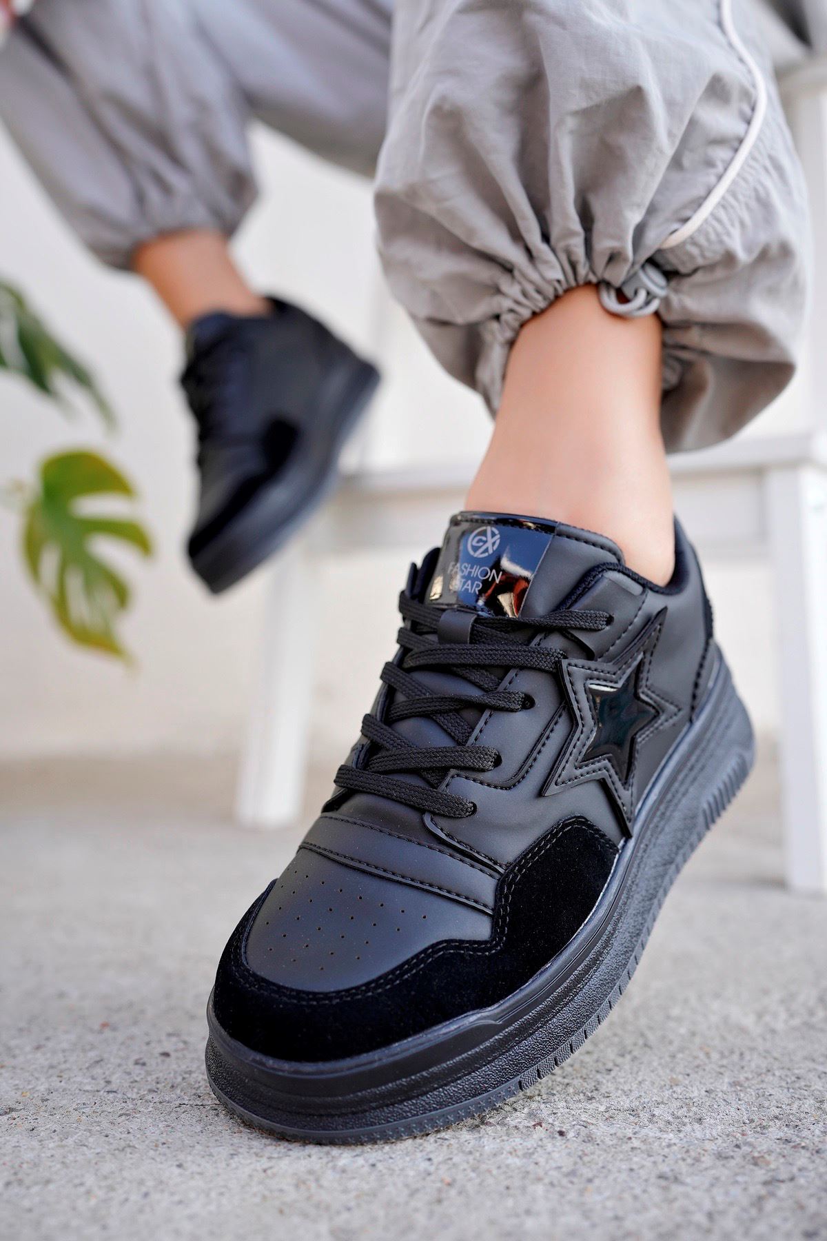 Freemax Kadın Anatomik Garantili  Hafif Esnek Rahat Sneaker Spor Ayakkabı cnp5974 Siyah Siyah