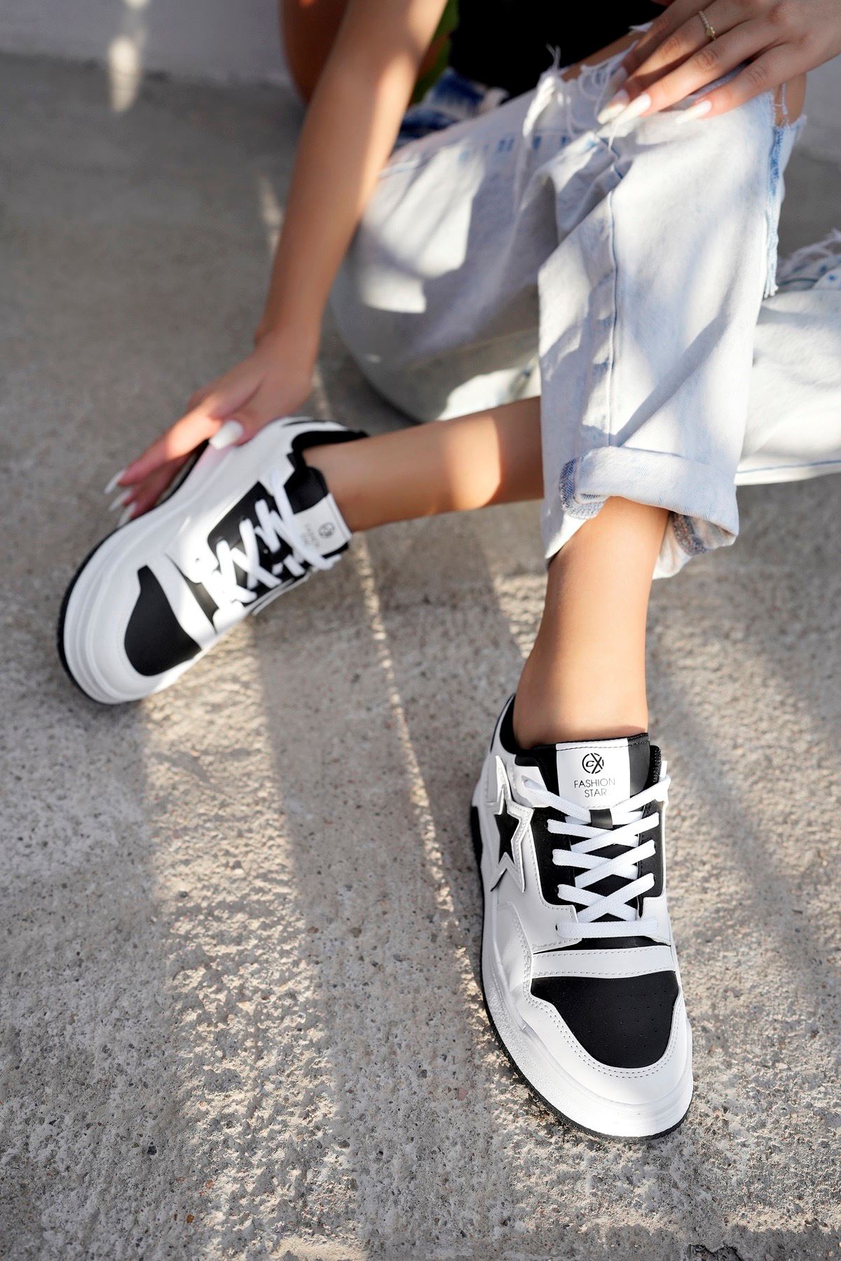 Freemax Kadın Anatomik Garantili  Hafif Esnek Rahat Sneaker Spor Ayakkabı cnp5974 Beyaz Siyah