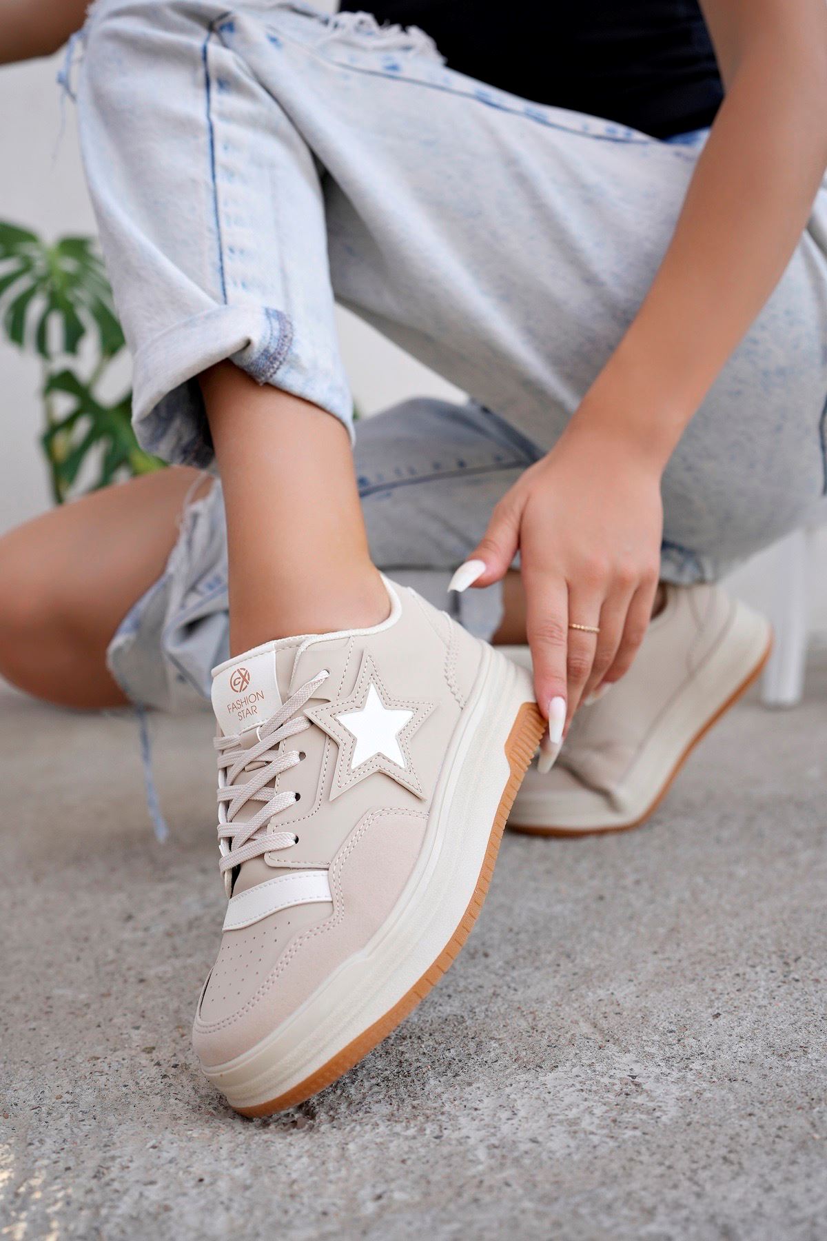 Freemax Kadın Anatomik Garantili  Hafif Esnek Rahat Sneaker Spor Ayakkabı cnp5974 Bej