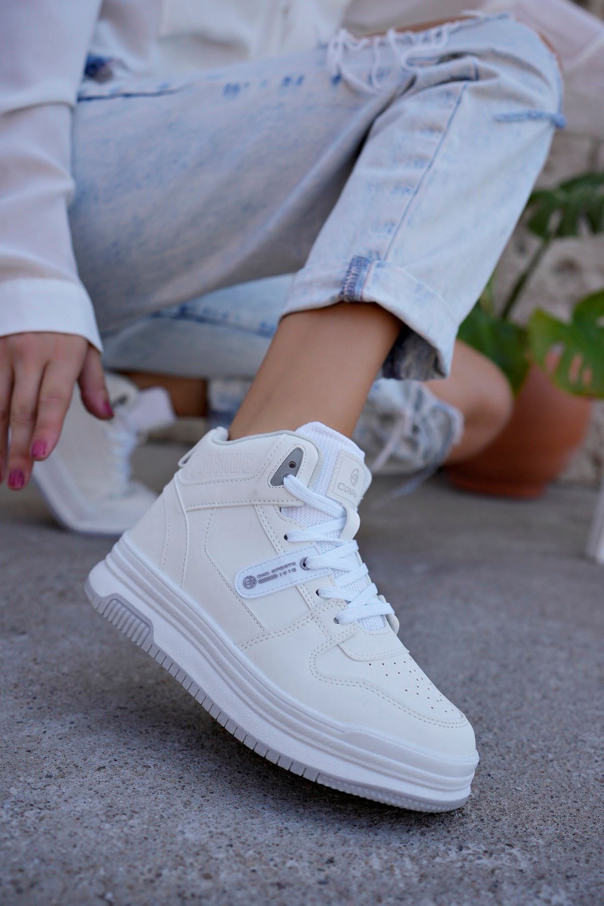 Freemax Kadın Anatomik Garantili  Hafif Esnek Rahat Sneaker Spor Ayakkabı cnp5972 Beyaz Buz