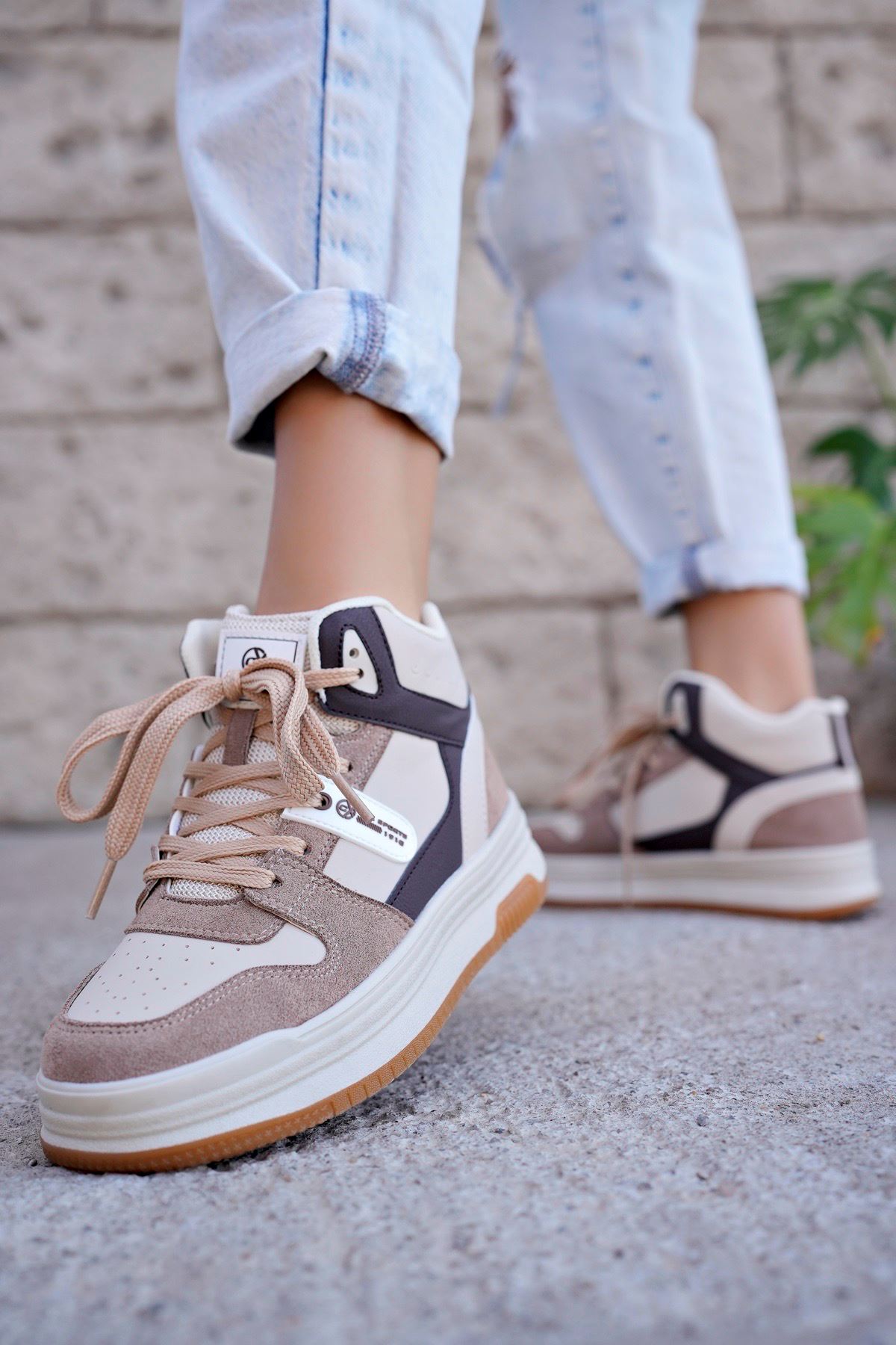 Freemax Kadın Anatomik Garantili  Hafif Esnek Rahat Sneaker Spor Ayakkabı cnp5972 KUM