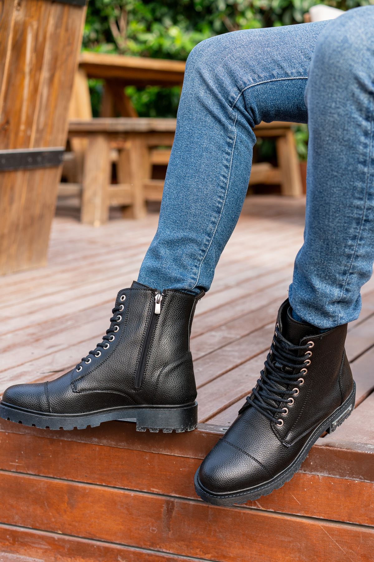 Freemax Su ve Soğuk Geçirmez Kürklü Fermuarlı Kaymaz Kauçuk Taban Kışlık Garantili Erkek Postal Bot FM.572 SİYAH