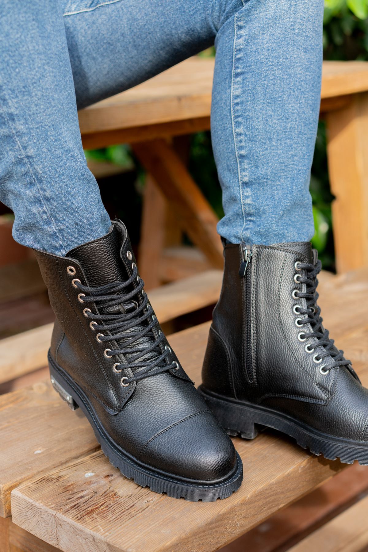 Freemax Su ve Soğuk Geçirmez Kürklü Fermuarlı Kaymaz Kauçuk Taban Kışlık Garantili Erkek Postal Bot FM.572 SİYAH