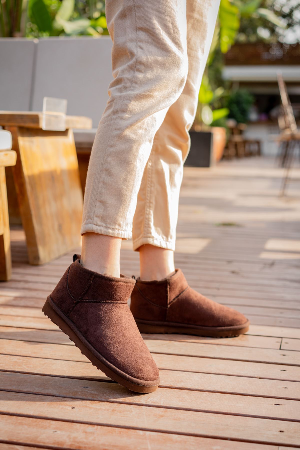 Freemax Kadın Garantili İçi Kürklü Hafif Taban Mini Bot Uggmini501 Kahve