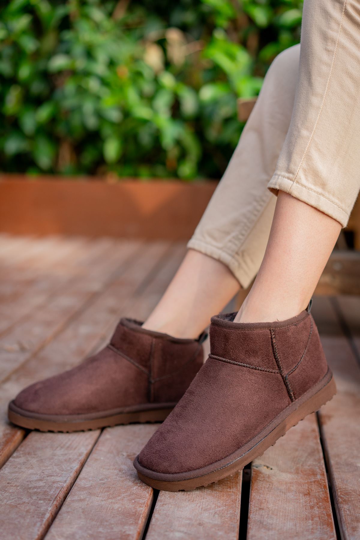 Freemax Kadın Garantili İçi Kürklü Hafif Taban Mini Bot Uggmini501 Kahve