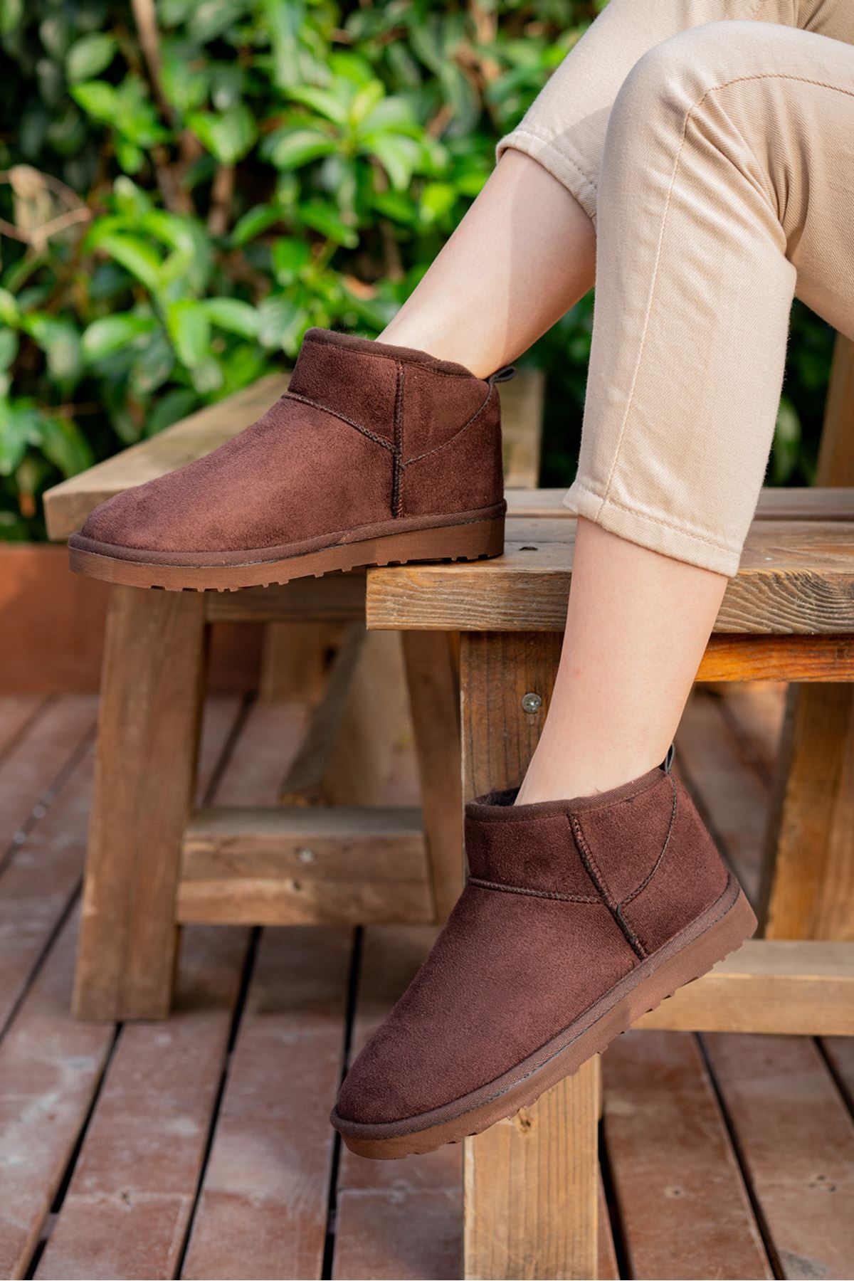 Freemax Kadın Garantili İçi Kürklü Hafif Taban Mini Bot Uggmini501 Kahve