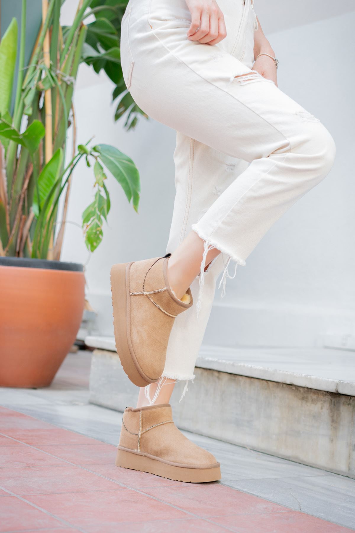 Freemax Kadın Garantili İçi Kürklü Hafif Taban Mini Bot Uggmini502 Vizon