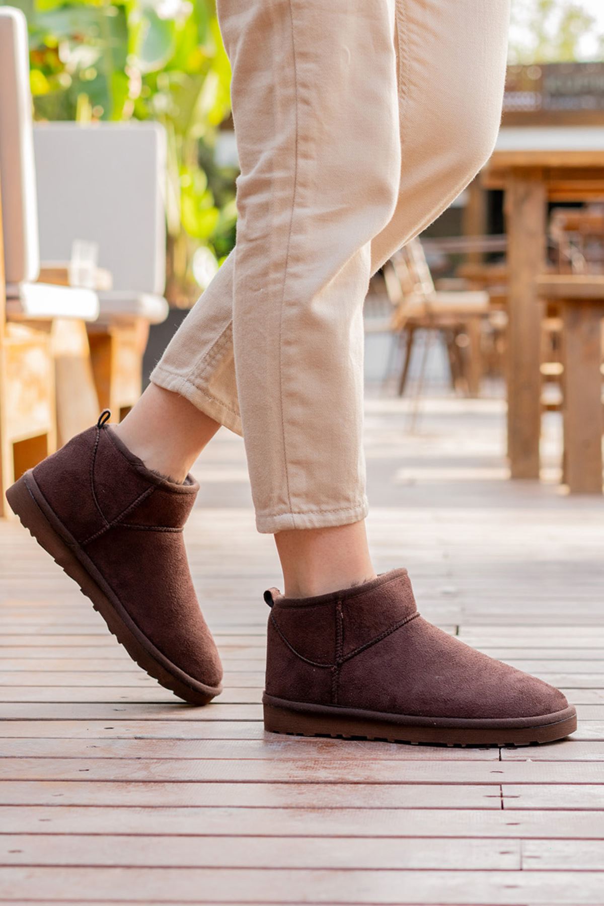 Freemax Kadın Garantili İçi Kürklü Hafif Taban Mini Bot Uggmini501 Kahve