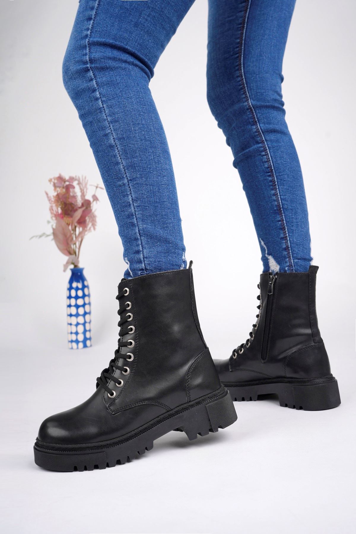 Freemax Garantili İçi Kürklü Çok Hafif Esnek Taban Kışlık Su Geçirmez Kadın Bot Çİzme Freemax.ZEN.BOT.2221 Siyah