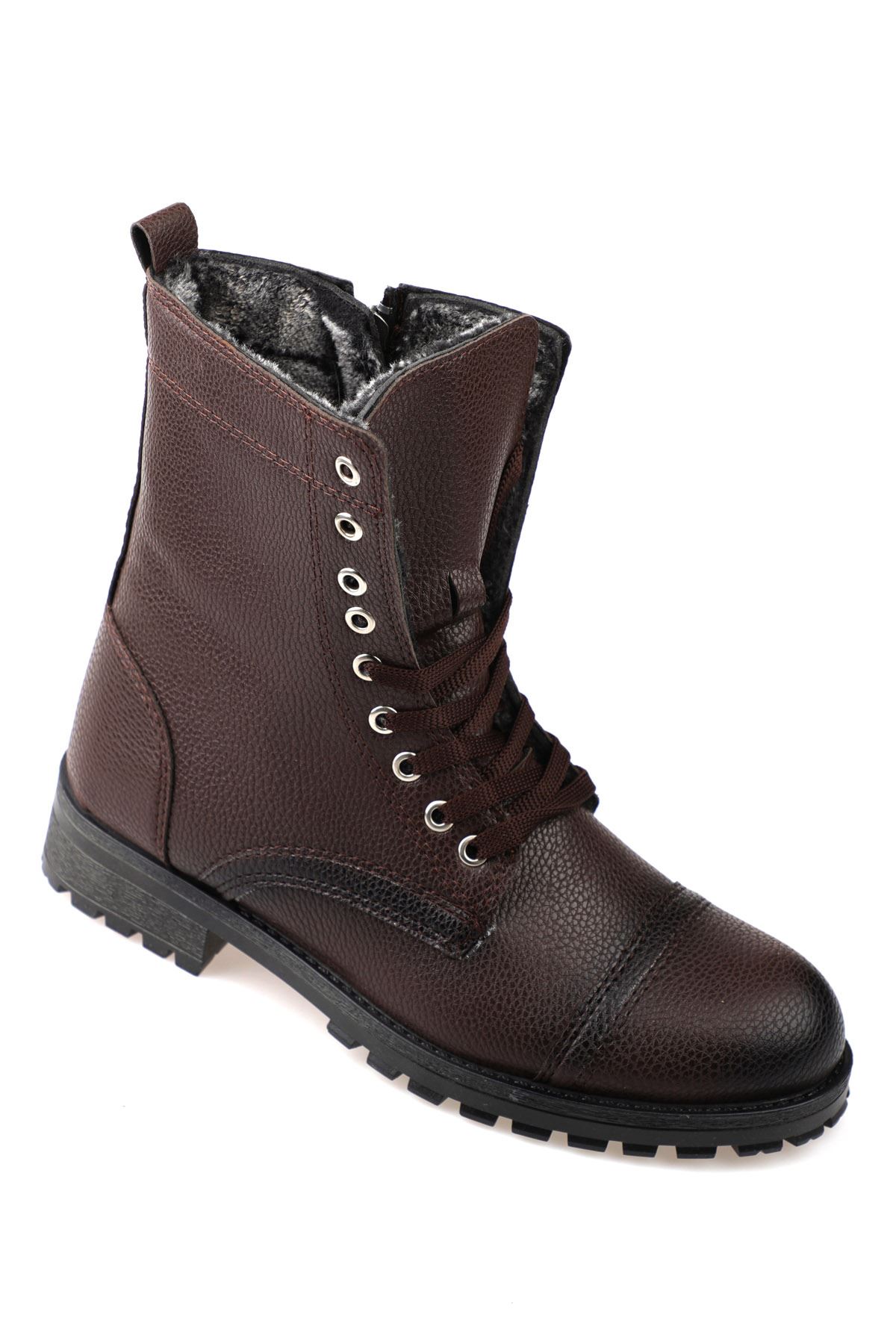 Freemax Su ve Soğuk Geçirmez Kürklü Fermuarlı Kışlık Garantili Erkek Postal Bot Kahverengi