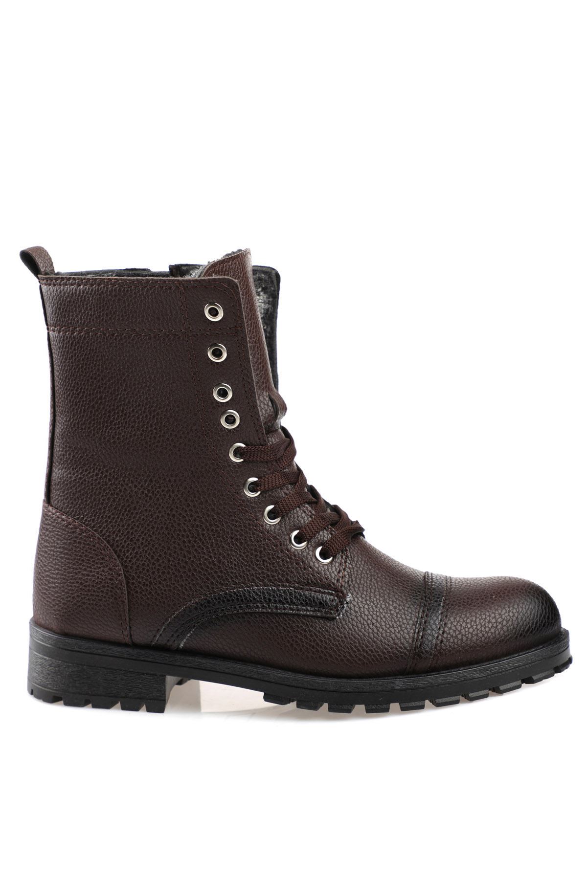 Freemax Su ve Soğuk Geçirmez Kürklü Fermuarlı Kışlık Garantili Erkek Postal Bot Kahverengi