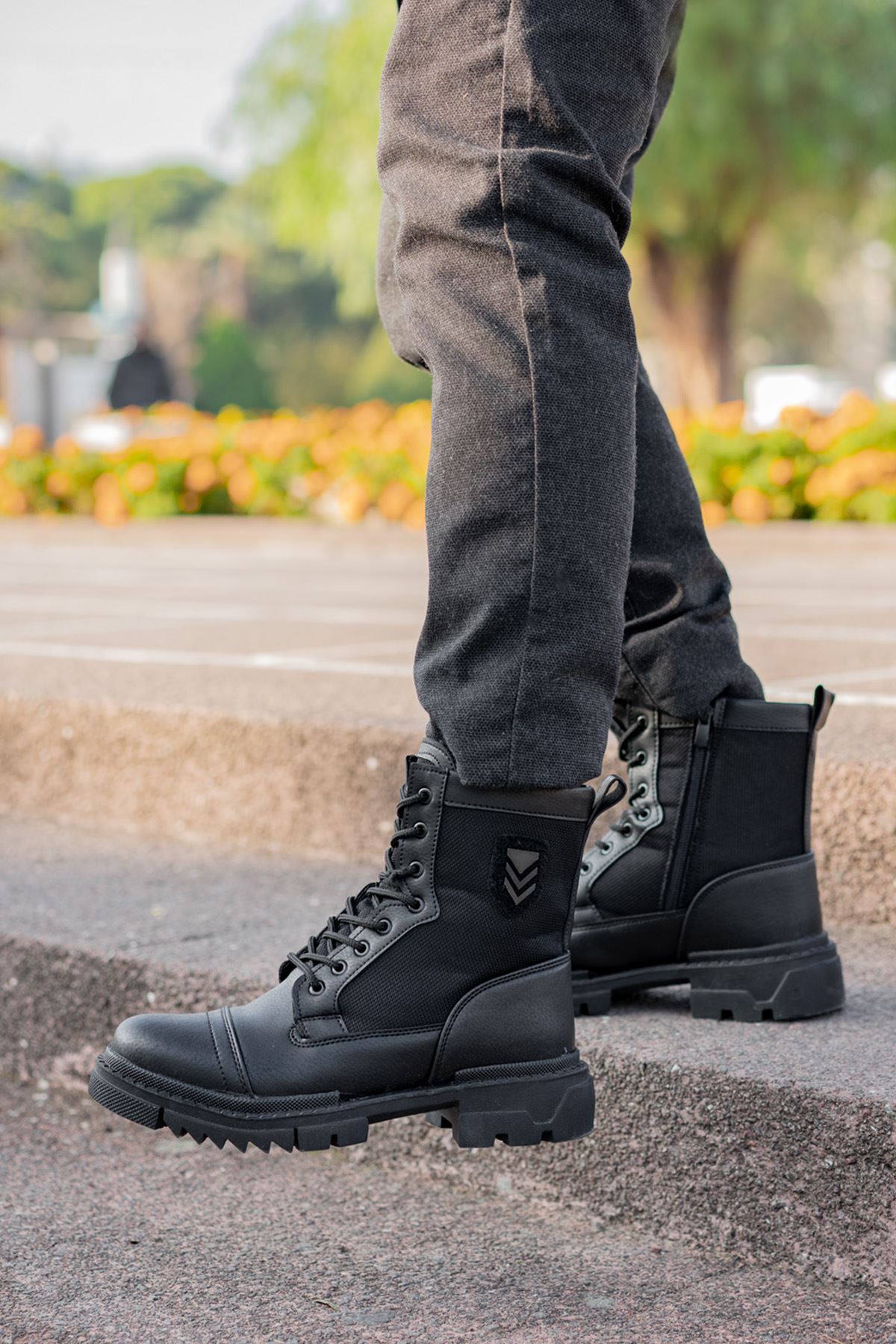 Freemax Su ve Soğuk Geçirmez Ortopedik iç Tabanlık Fermuarlı Kaymaz Kauçuk Taban Kışlık Garantili Erkek Postal Bot 2100 SİYAH