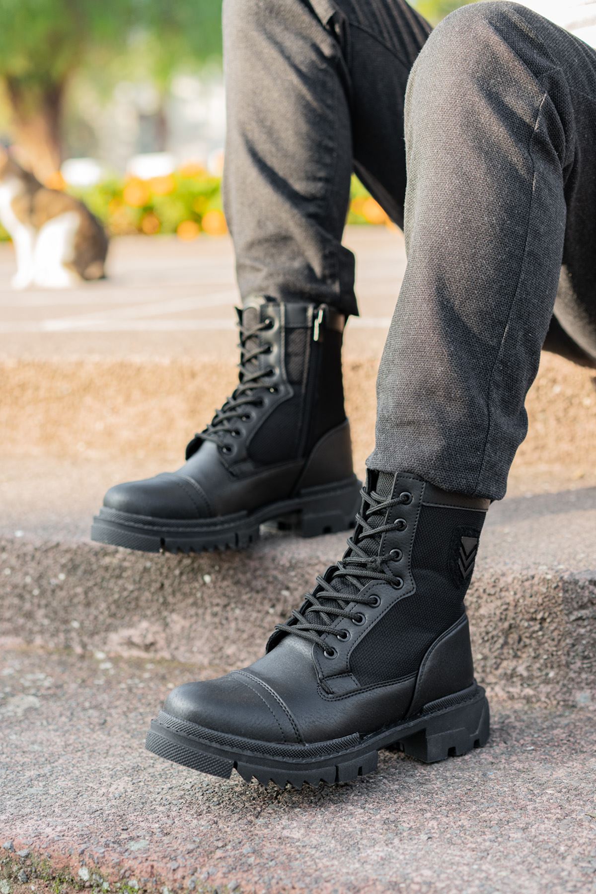 Freemax Su ve Soğuk Geçirmez Ortopedik iç Tabanlık Fermuarlı Kaymaz Kauçuk Taban Kışlık Garantili Erkek Postal Bot 2100 SİYAH