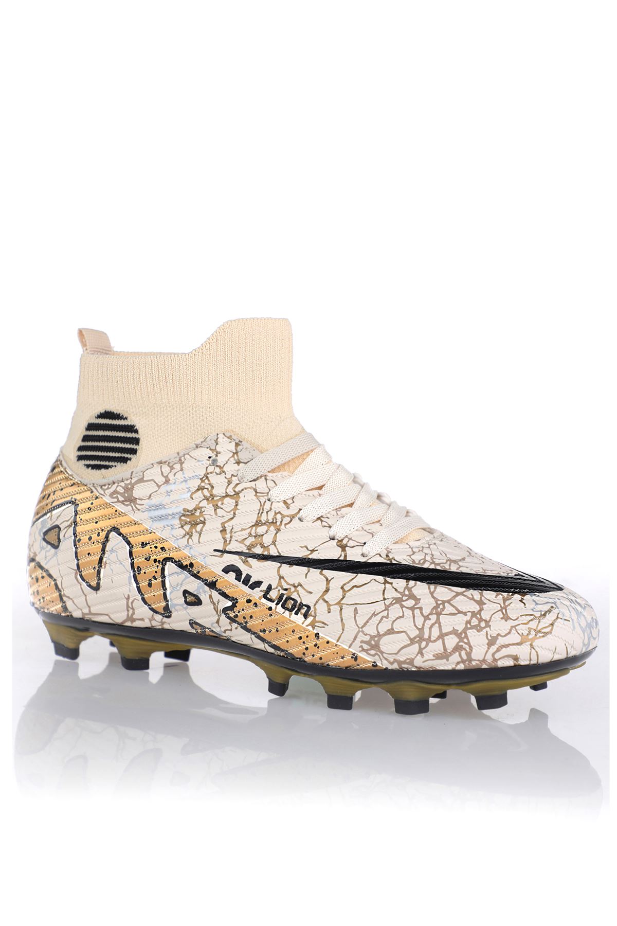 Freemax Laliga Air Çoraplı Krampon Futbol Ayakkabısı L501 Bej Siyah