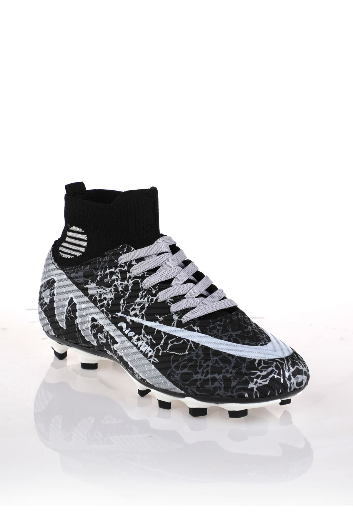 Freemax Laliga Air Çoraplı Krampon Futbol Ayakkabısı L501 Siyah Gümüş