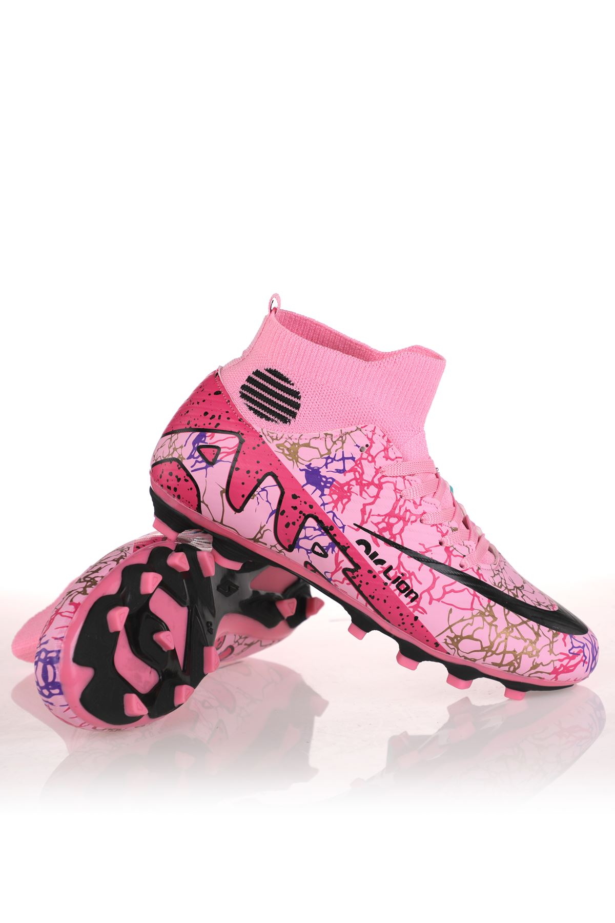 Freemax Laliga Air Çoraplı Krampon Futbol Ayakkabısı L501 Pembe Siyah
