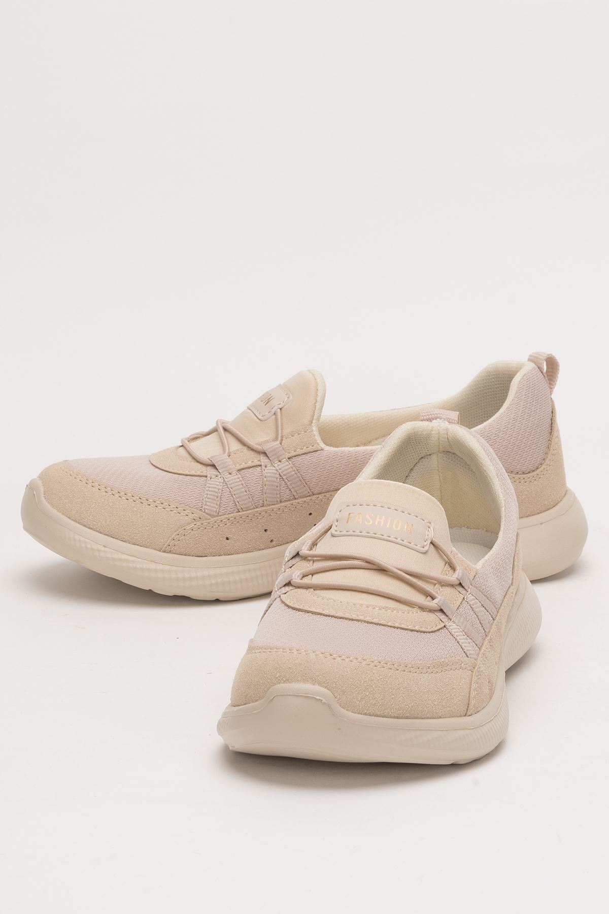 Freemax Kadın Spor Sneaker Babet Esnek, Yumuşak, Hafif, Günlük Ayakkabı Drg.223 Bej