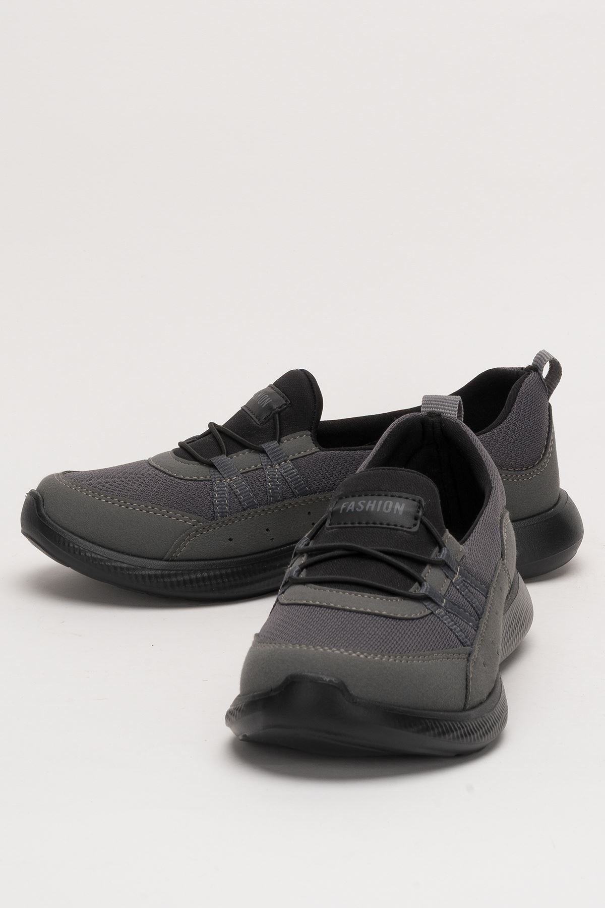 Freemax Kadın Spor Sneaker Babet Esnek, Yumuşak, Hafif, Günlük Ayakkabı Drg.223 Füme Siyah