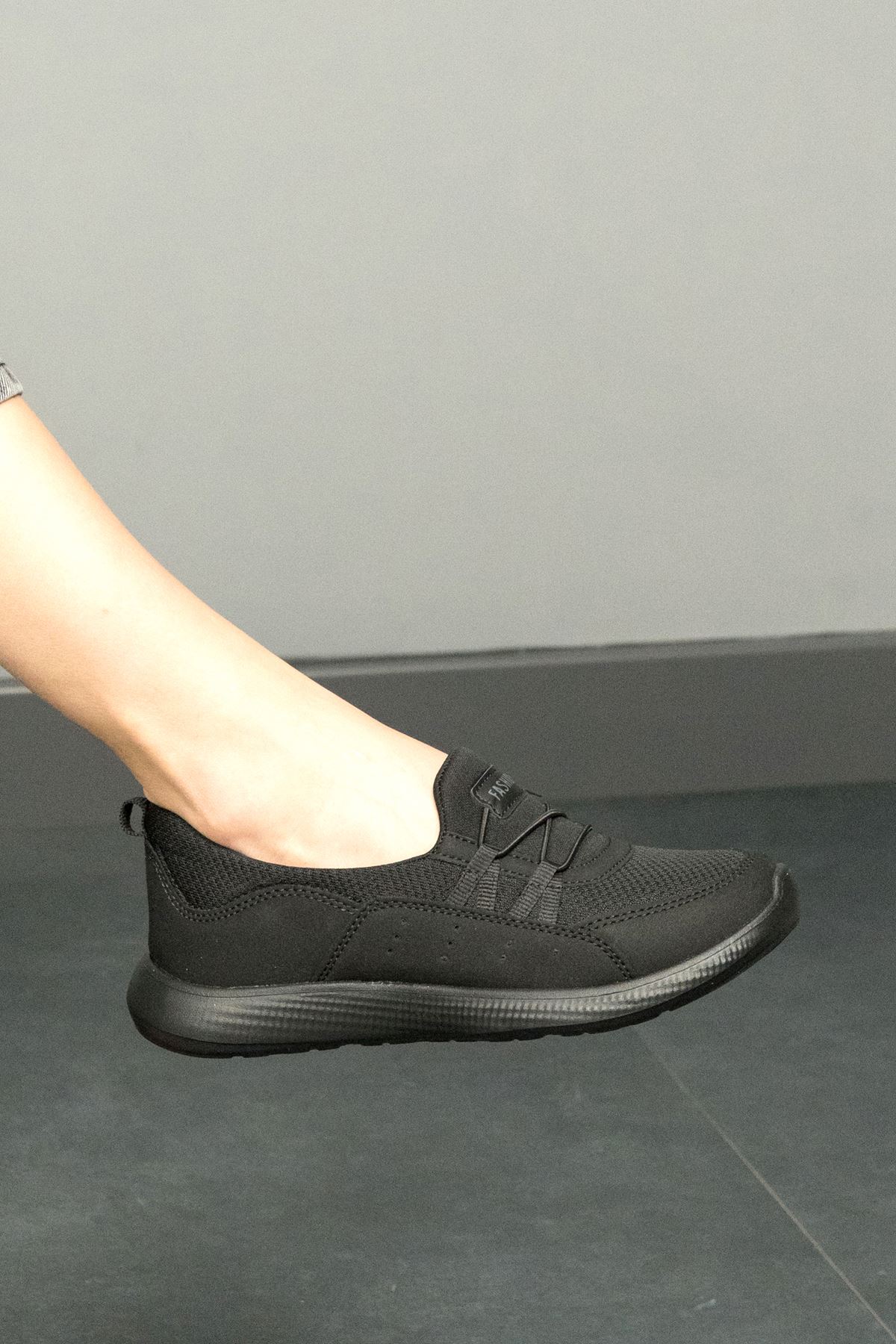 Freemax Kadın Spor Sneaker Babet Esnek, Yumuşak, Hafif, Günlük Ayakkabı Drg.223 Siyah