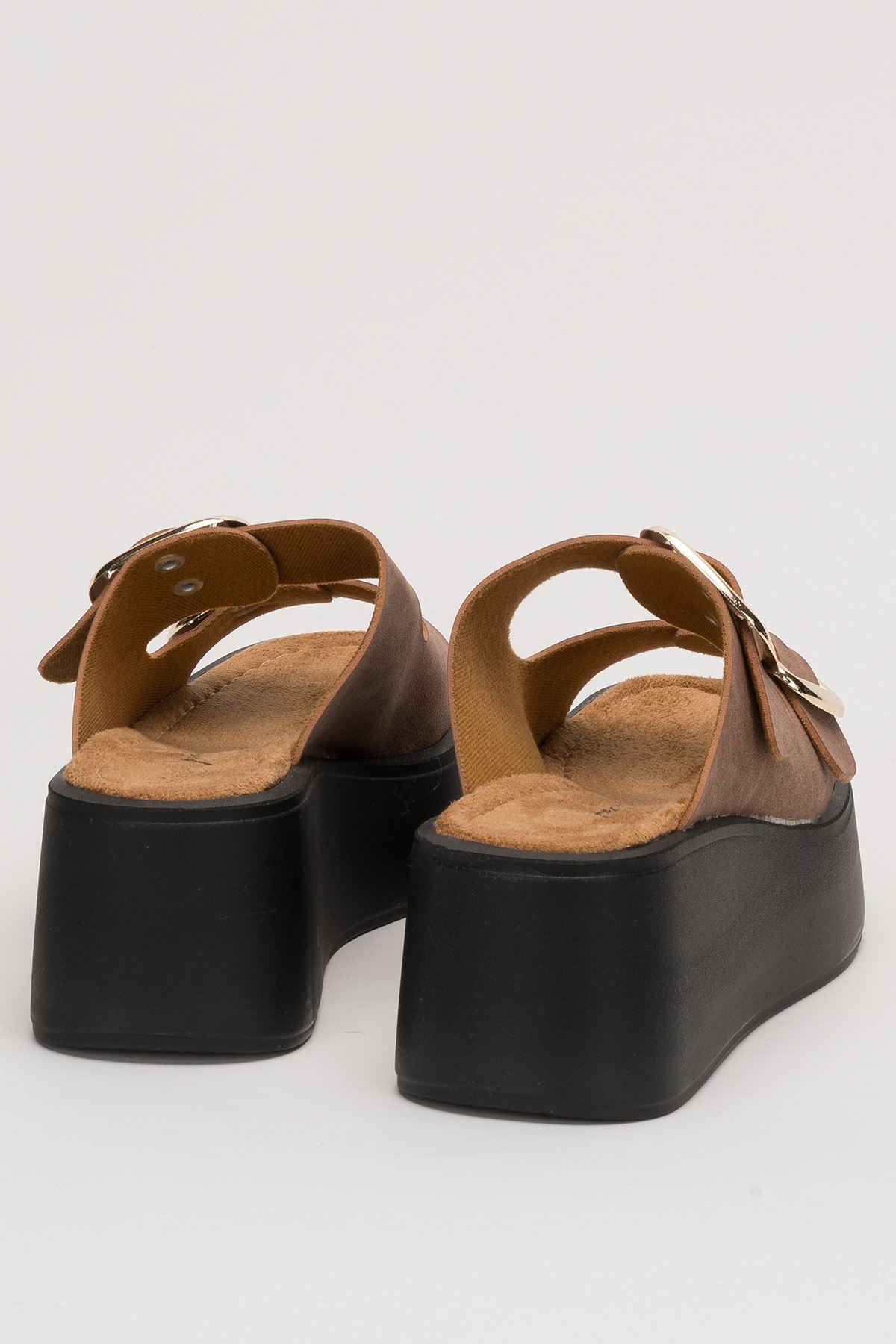 Freemax Kadın Gold Toka Platform Yüksek Topuk Günlük Birken Terlik ppl 201 TABA