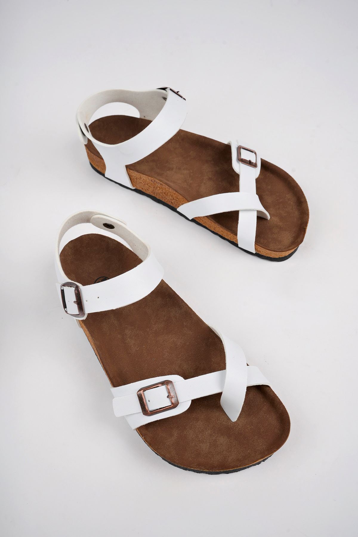 Freemax Kadın Anatomik Garantili Parmak Arası Çıtlı Kolay Giyim Sandalet Mayari 4099 Beyaz Cilt