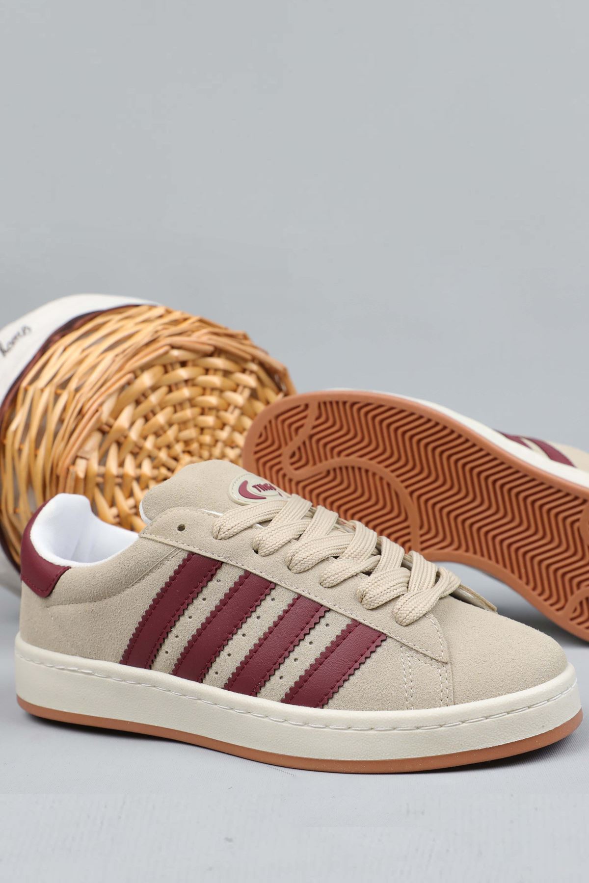 Freemax Campus Unisex Garantili Sneaker Spor Ayakkabı. Kum Bordo