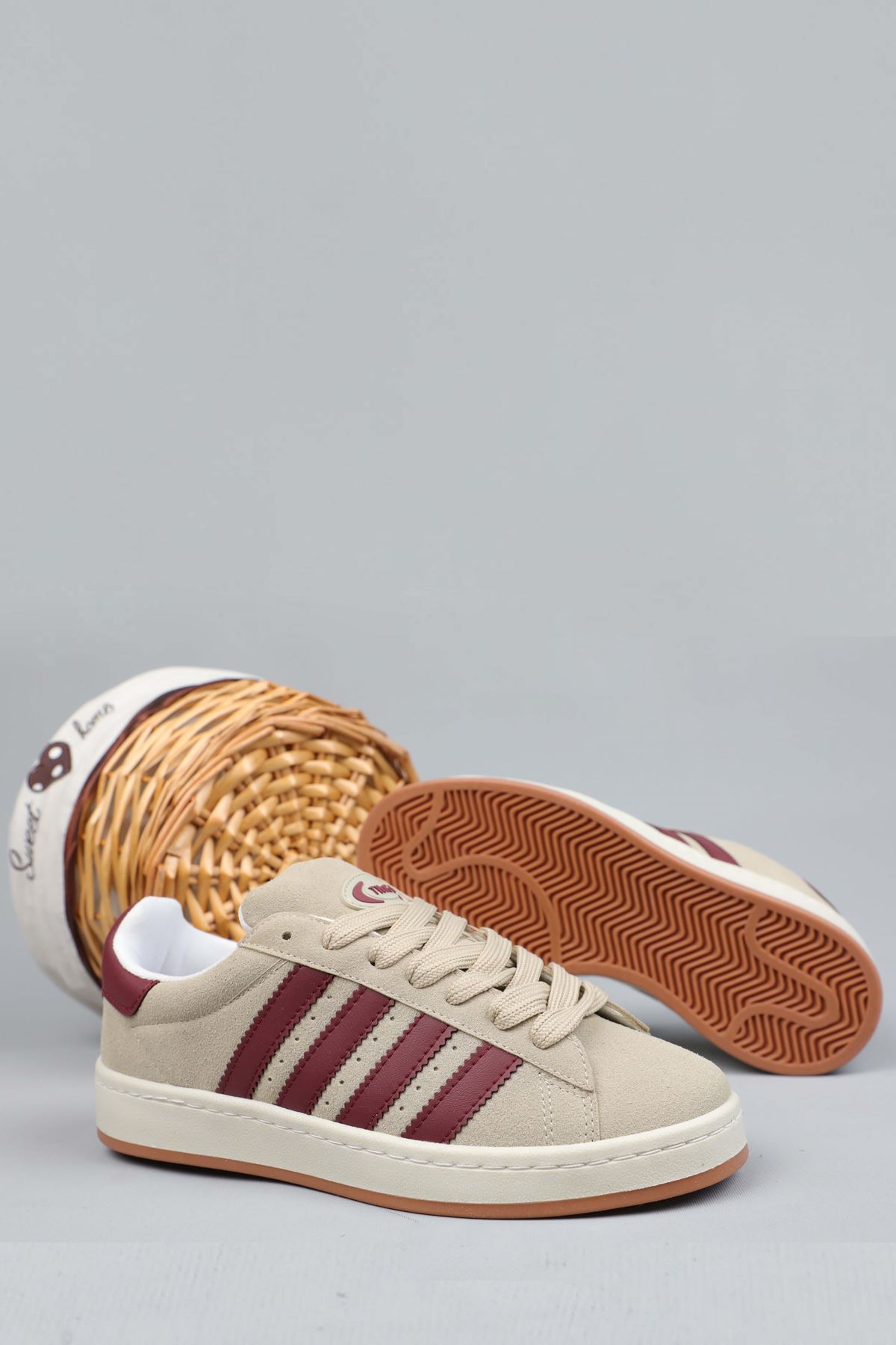 Freemax Campus Unisex Garantili Sneaker Spor Ayakkabı. Kum Bordo