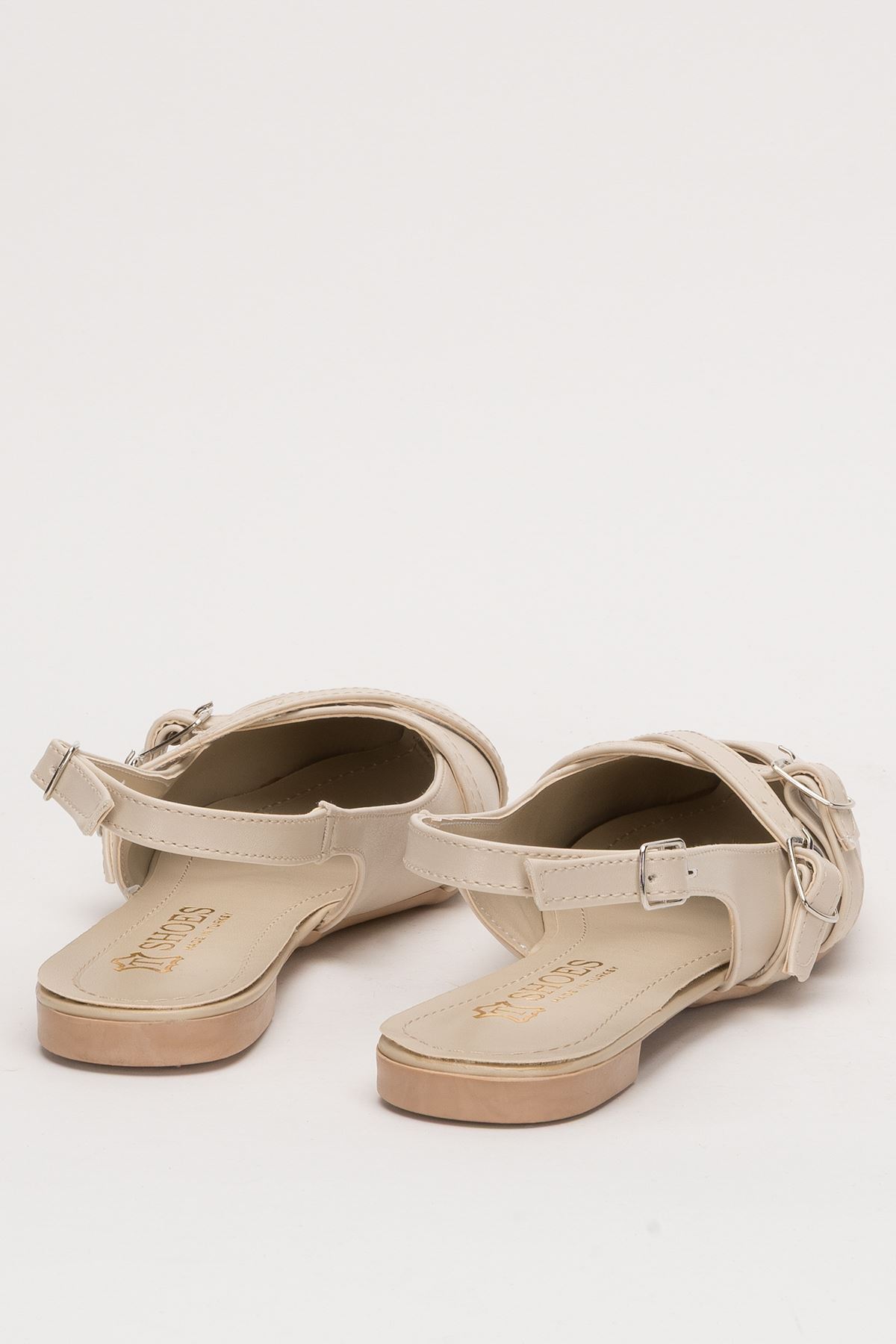 Freemax Kadın Yazlık Kemer Detaylı Babet Ayakkabı  Freemax.2024.054 Cilt Ten