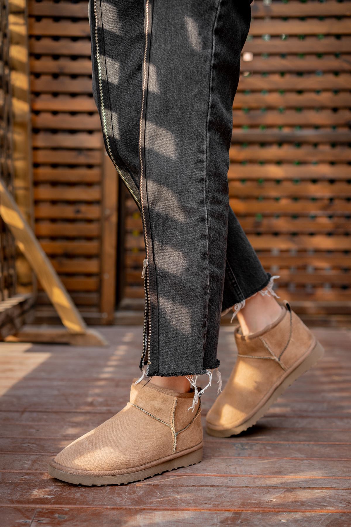 Freemax Kadın Garantili İçi Kürklü Hafif Taban Mini Bot Uggmini301 Vizon