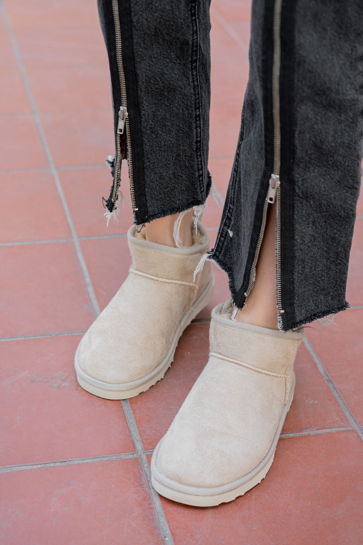 Freemax Kadın Garantili İçi Kürklü Hafif Taban Mini Bot Uggmini301 Bej