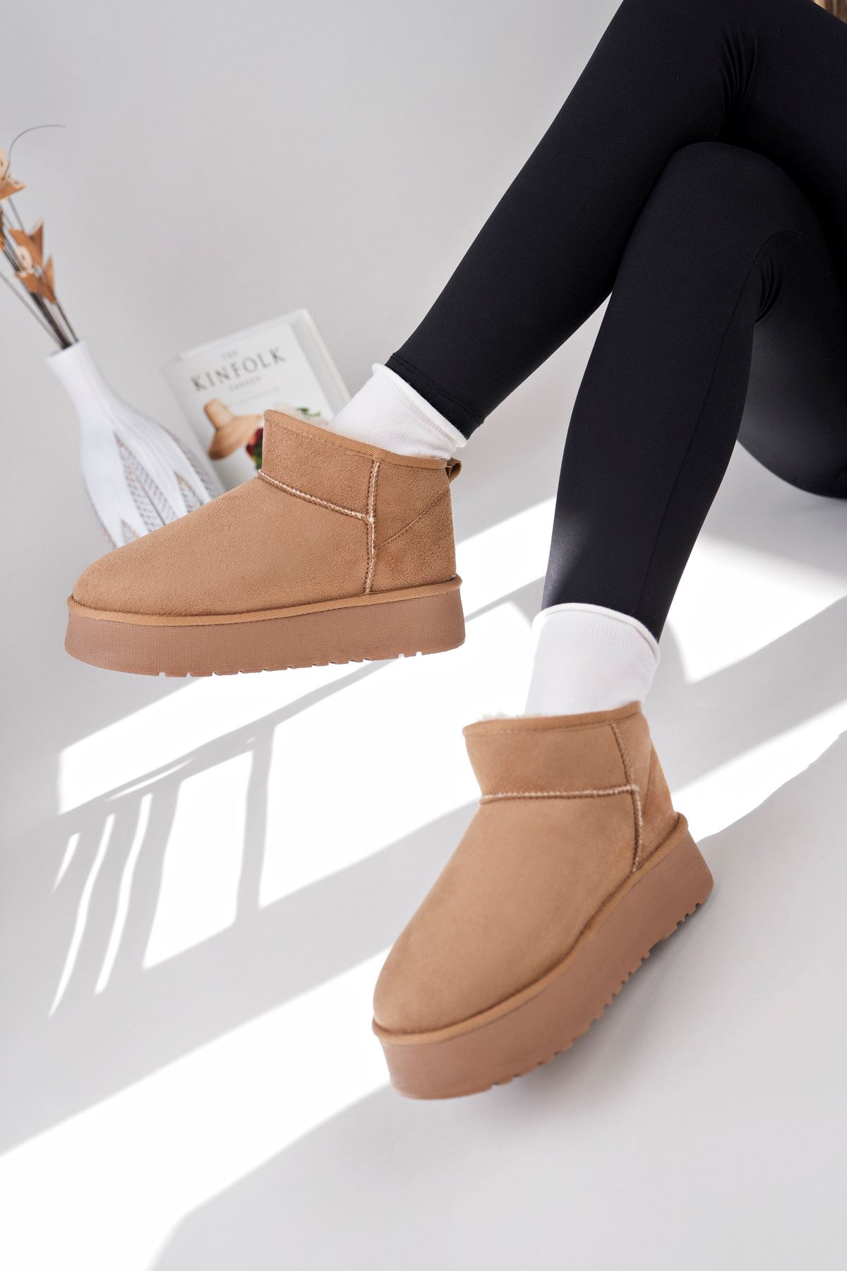 Freemax Kadın Garantili İçi Kürklü Hafif Taban Mini Bot Uggm.302 Vizon