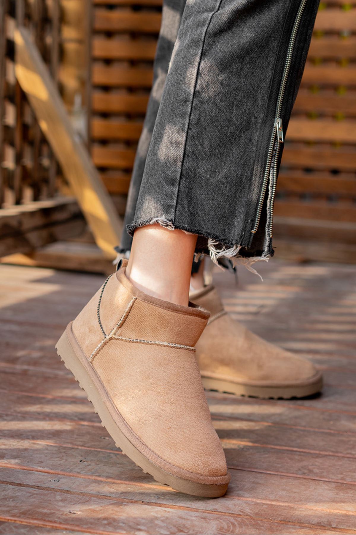 Freemax Kadın Garantili İçi Kürklü Hafif Taban Mini Bot Uggmini301 Vizon