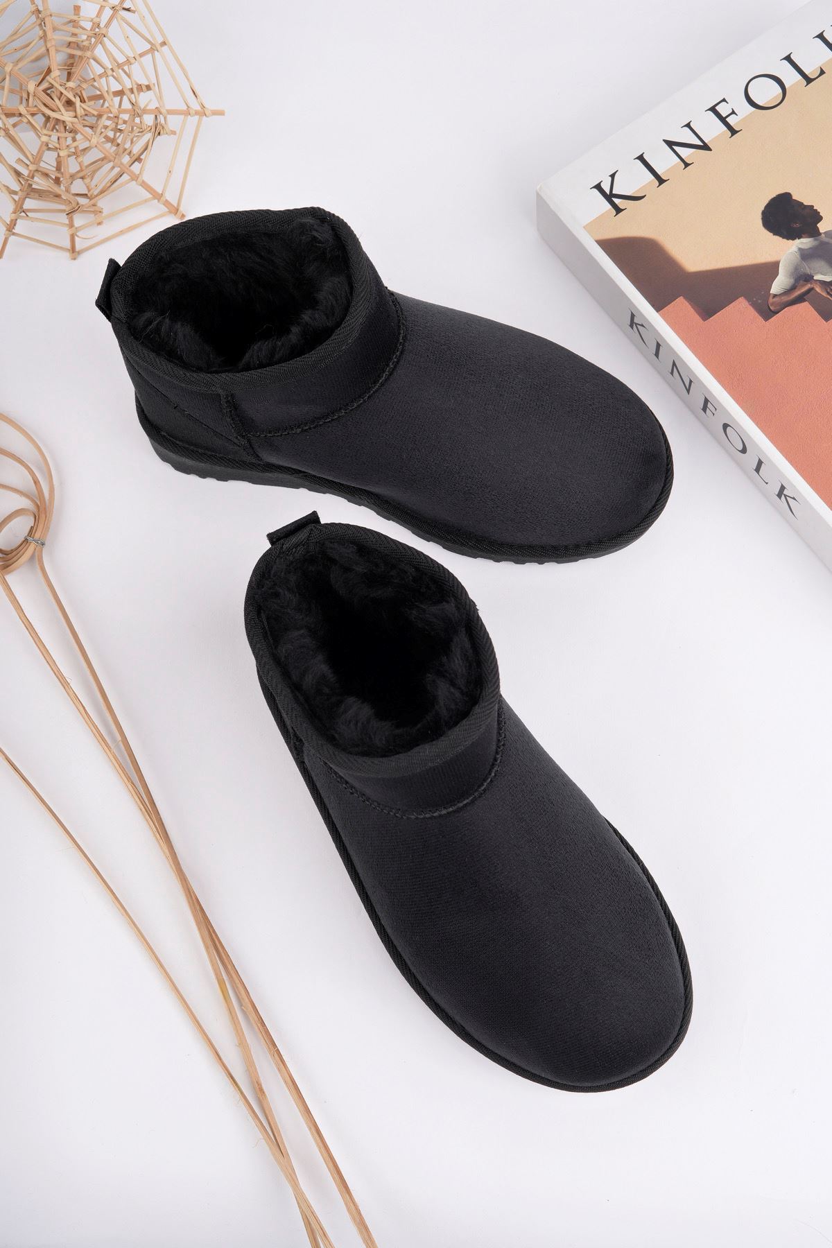 Freemax Kadın Garantili İçi Kürklü Hafif Taban Mini Bot Uggmini301 Siyah