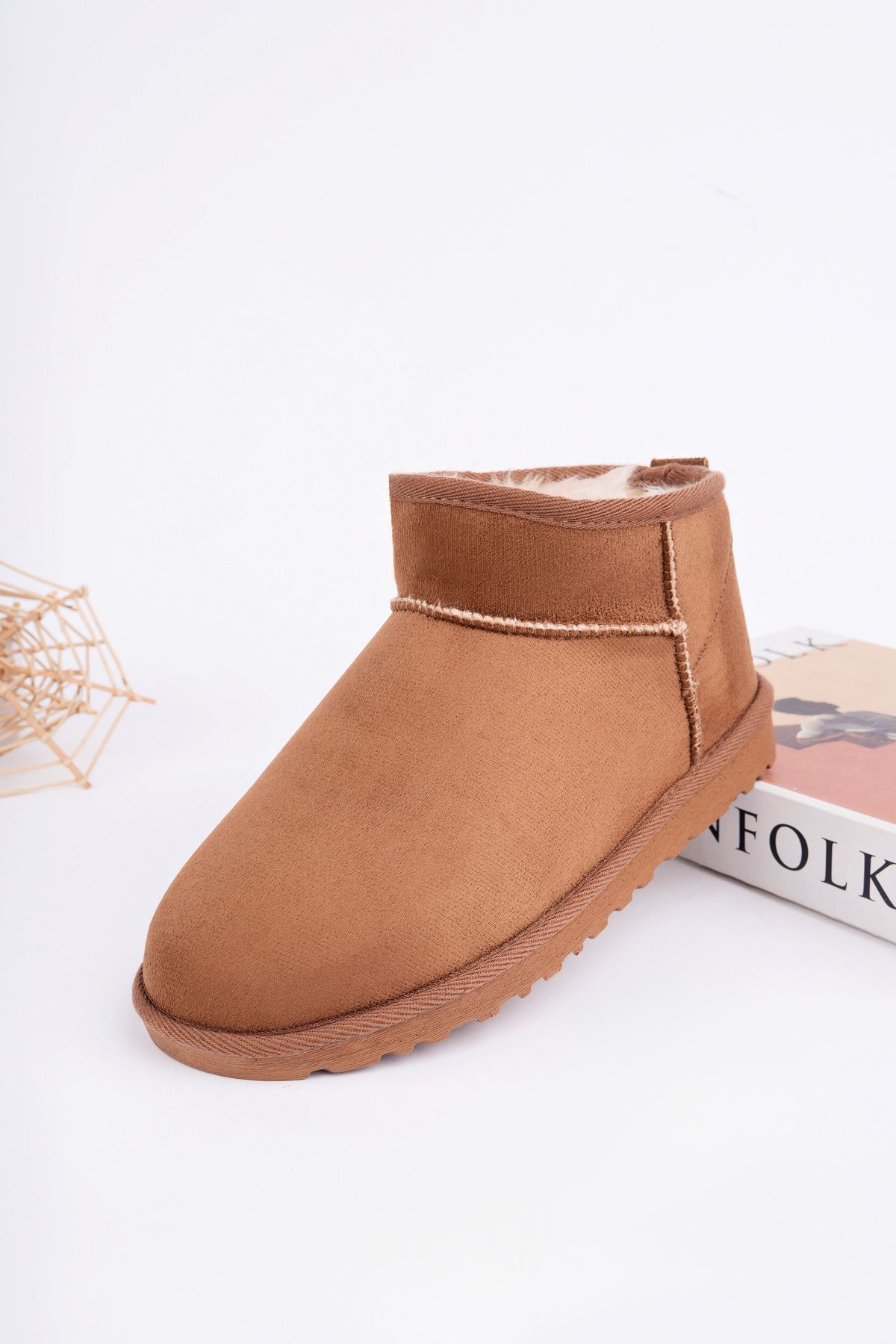 Freemax Kadın Garantili İçi Kürklü Hafif Taban Mini Bot Uggmini301 Taba