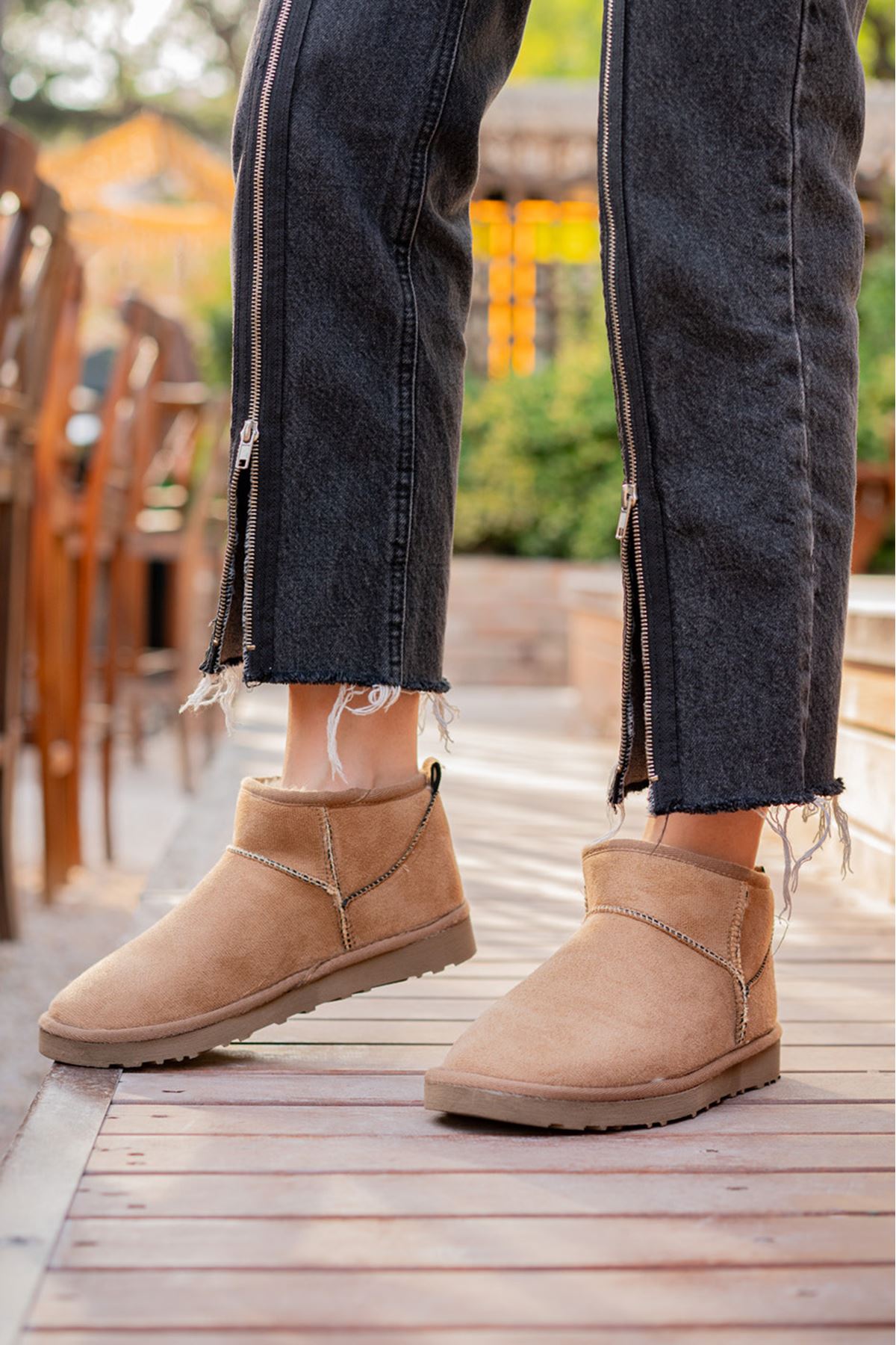 Freemax Kadın Garantili İçi Kürklü Hafif Taban Mini Bot Uggmini301 Vizon