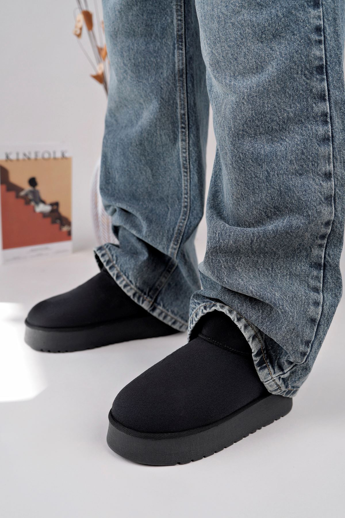 Freemax Kadın Garantili İçi Kürklü Hafif Taban Mini Bot Uggm.302 Siyah