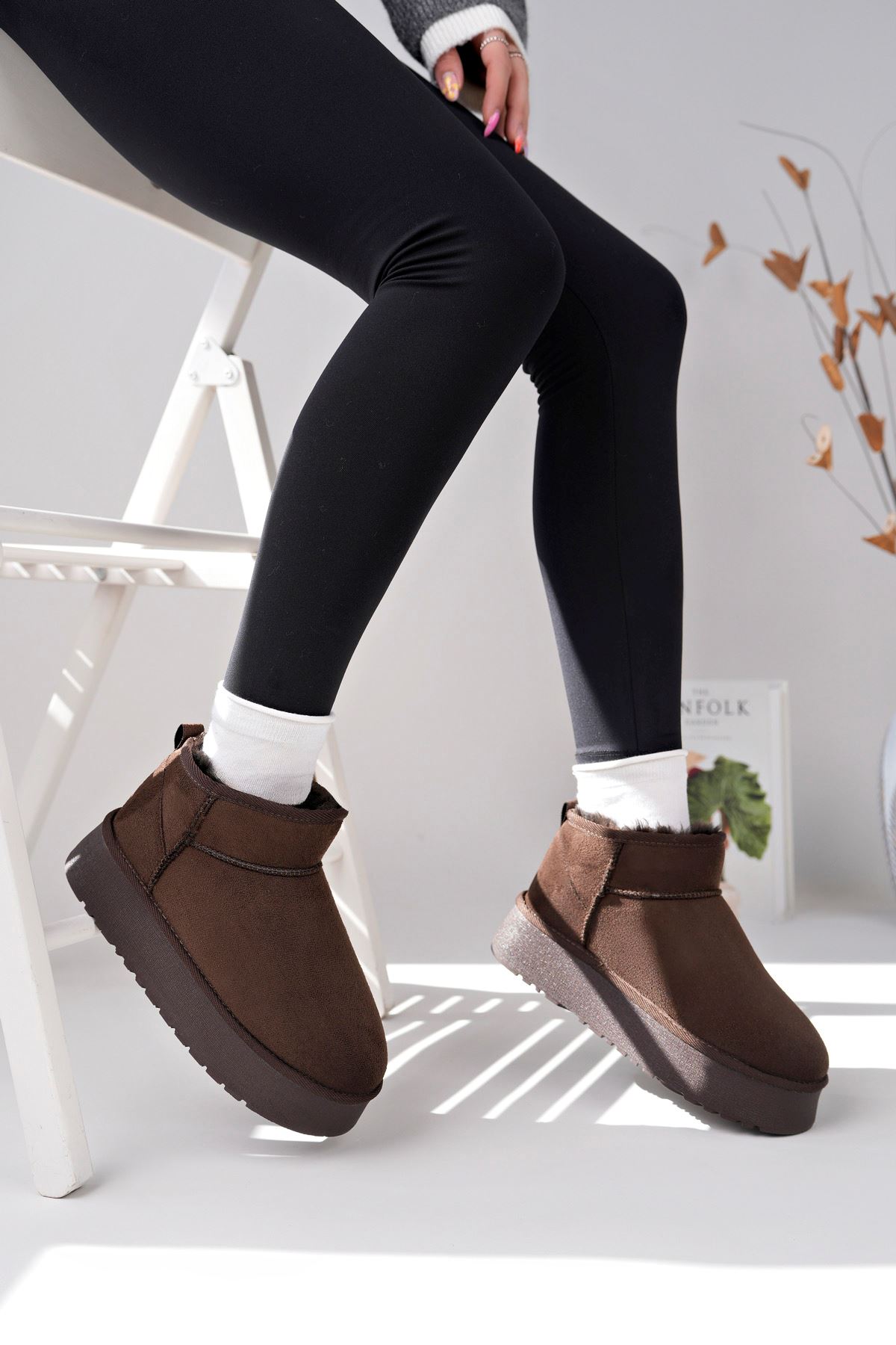 Freemax Kadın Garantili İçi Kürklü Hafif Taban Mini Bot Uggm.302 Kahve