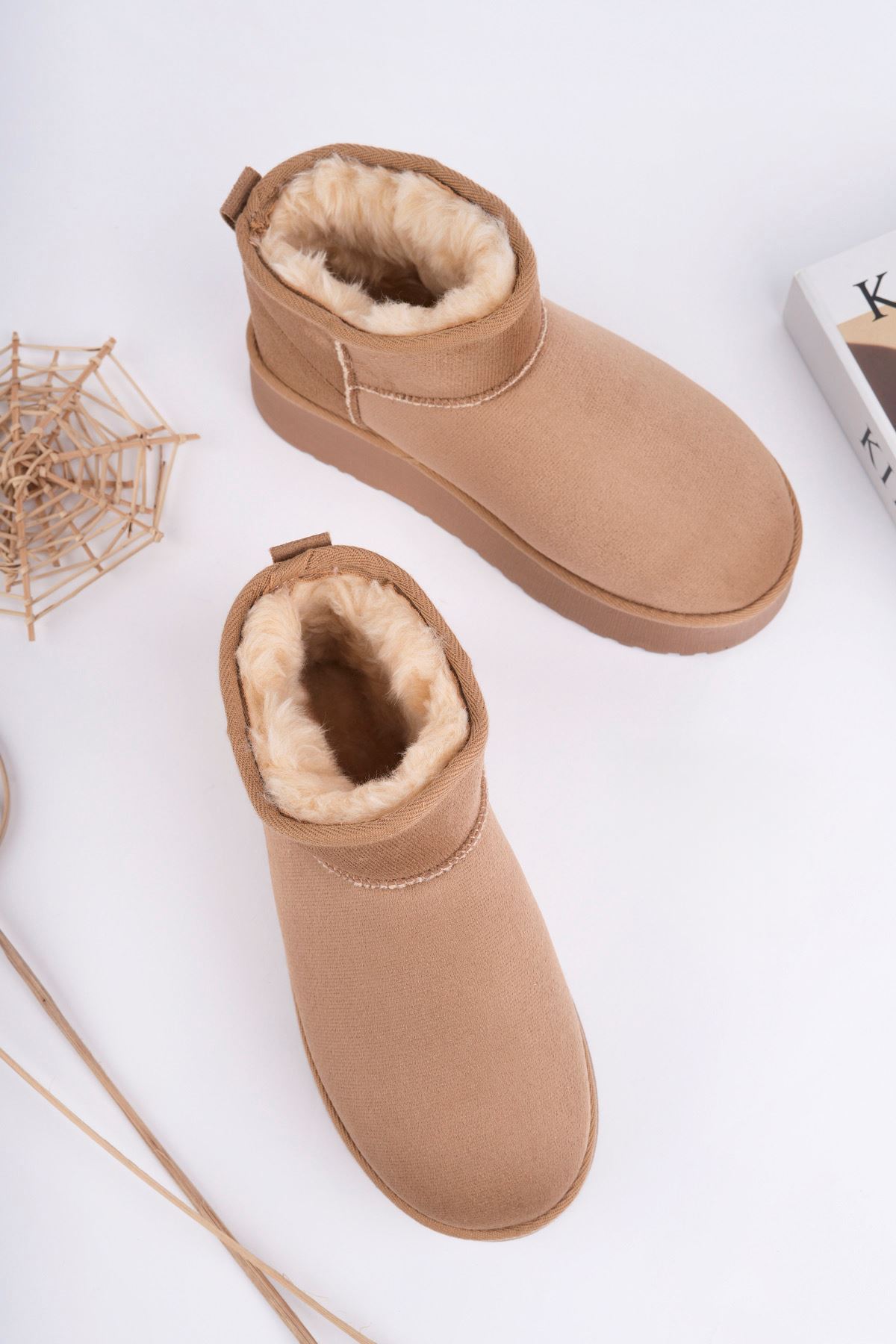 Freemax Kadın Garantili İçi Kürklü Hafif Taban Mini Bot Uggm.302 Vizon