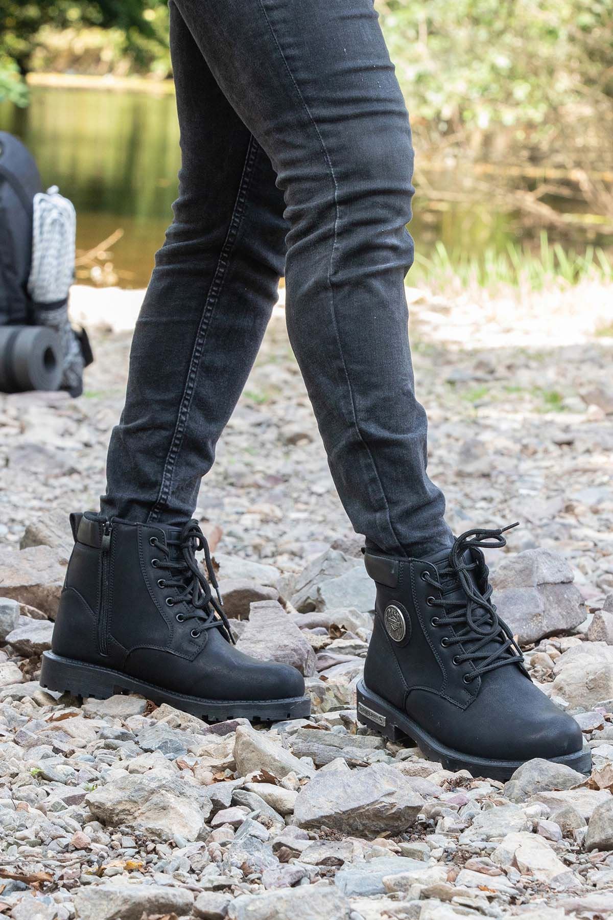 Freemax Unisex Garantili Kürklü Kauçuk Anatomik Taban Kışlık Fermuarlı Bot Forza 528-2100 SİYAH