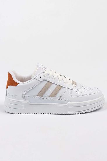 Freemax Unisex Garantili  Hafif Esnek Sağlam Sneaker Spor Ayakkabı Beyaz Oranj