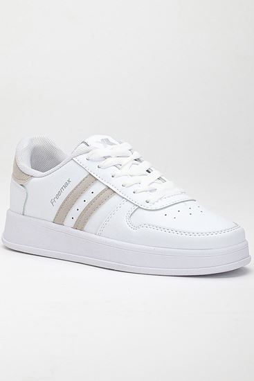 Freemax Unisex Garantili  İç Tabanlık Hafif Esnek Sağlam Sneaker Spor Ayakkabı 2023.178 Beyaz Kum