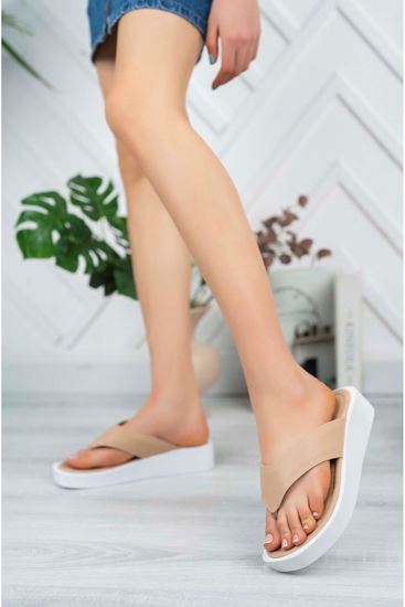 Freemax Kadın Garantili Hafif Esnek Poli Flatform Taban Parmak Arası Günlük Terlik PPL 5000 Nut