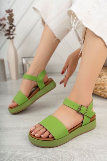 Freemax Kadın Garantili Çok Hafif Rahat 4 cm Topuk Eva Taban Platform Sandalet Snr K22 Yeşil